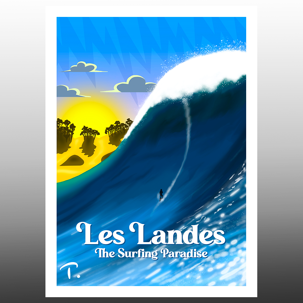 Les Landes Surfing by Thomas Puech - Fine Art on Canvas or Kodak Paper