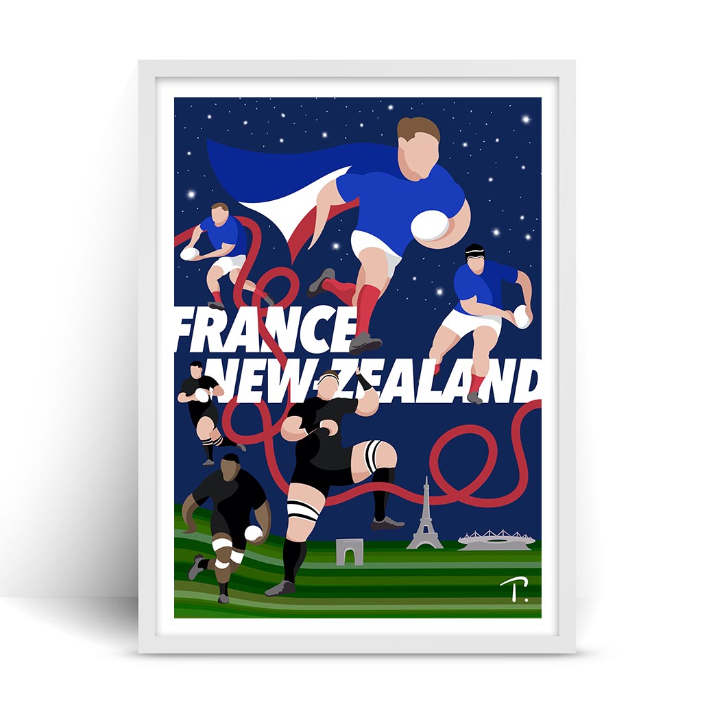 France New Zealand - Poster Art by Thomas Puech. Rugby World Cup 2023